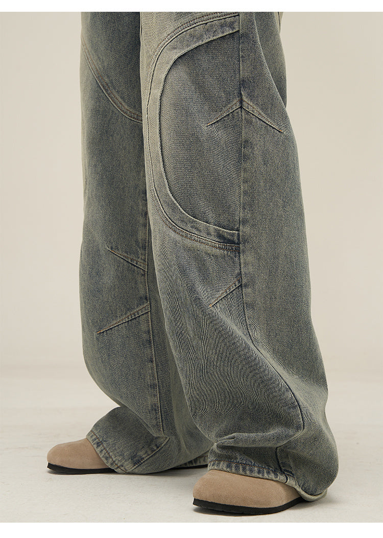 Deconstructed worn out Design Straight Leg Unisex Jeans