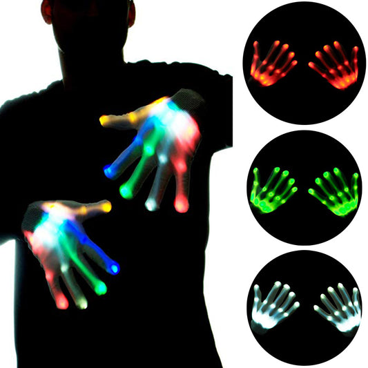 1Pair Chic LED Light Up Skeleton Hand Gloves Halloween Costume