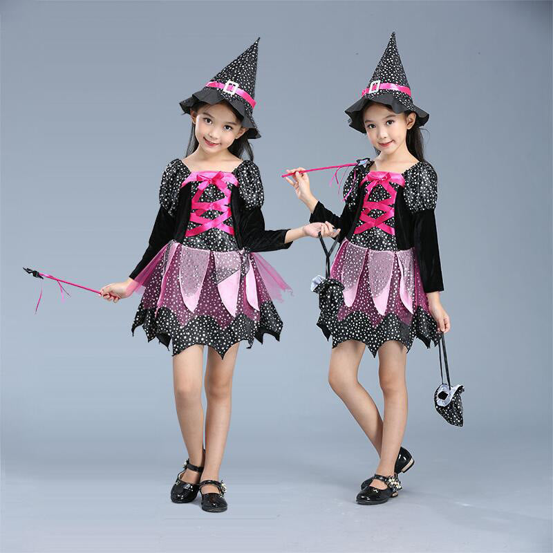 Halloween Children's wizard Costume Cloak Witch Dress Up