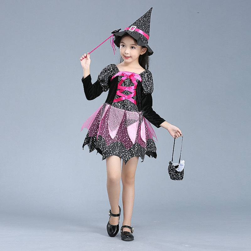 Halloween Children's wizard Costume Cloak Witch Dress Up