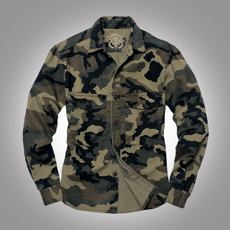 Tooling Shirt Long-sleeved Jacket Camouflage Tooling Military Jacket Thick Twill