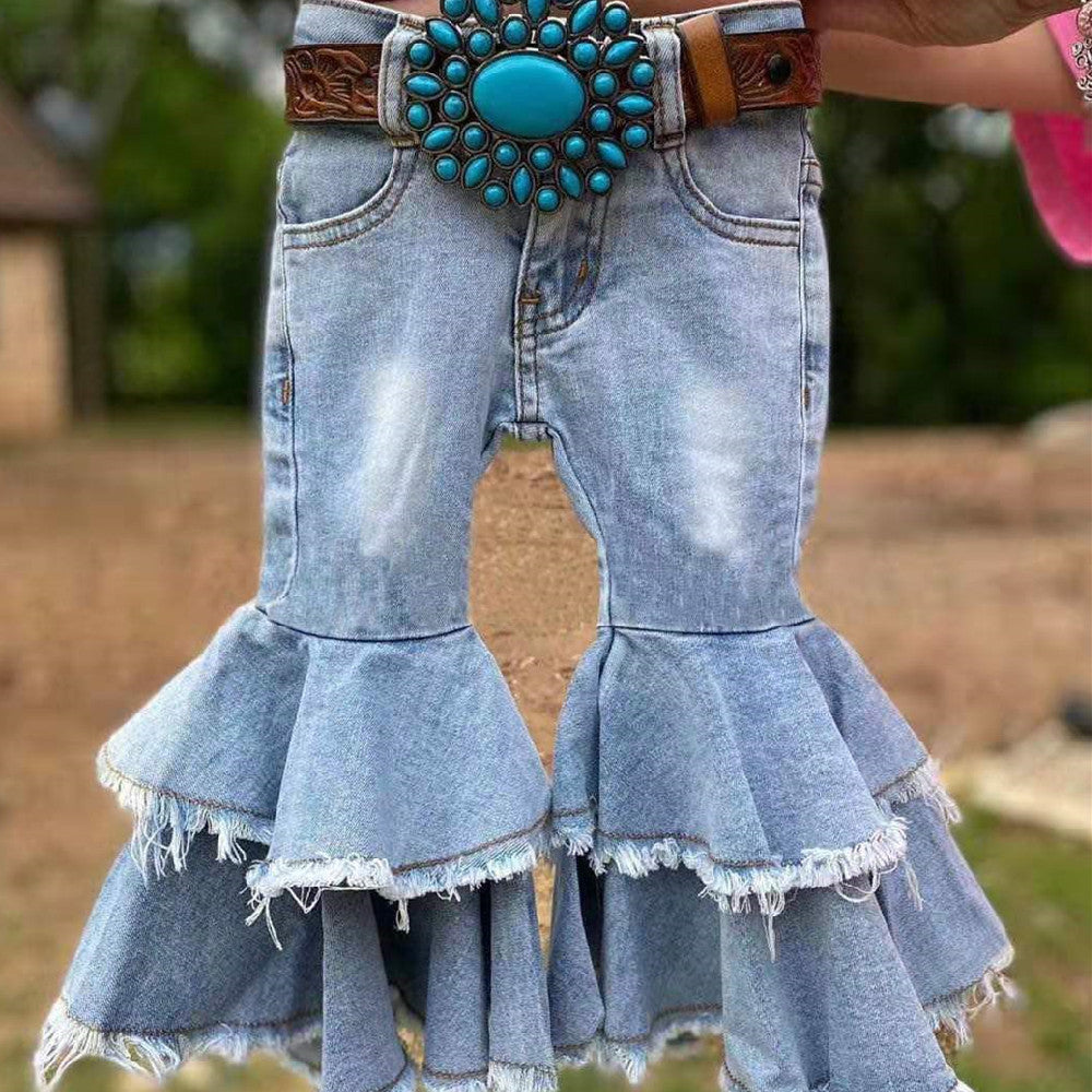 Double Ruffle Kids Denim Clothes