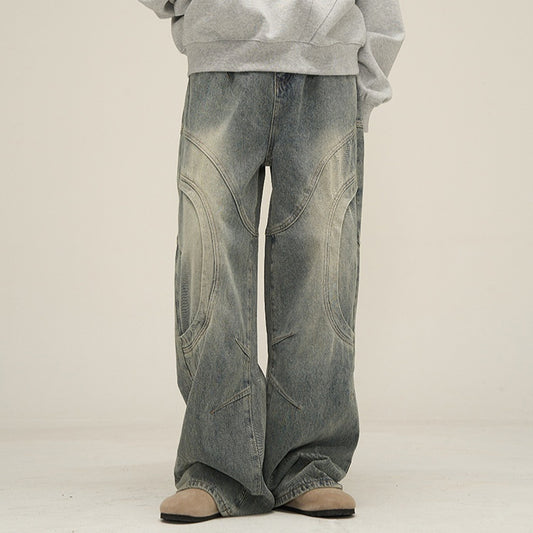 Deconstructed worn out Design Straight Leg Unisex Jeans