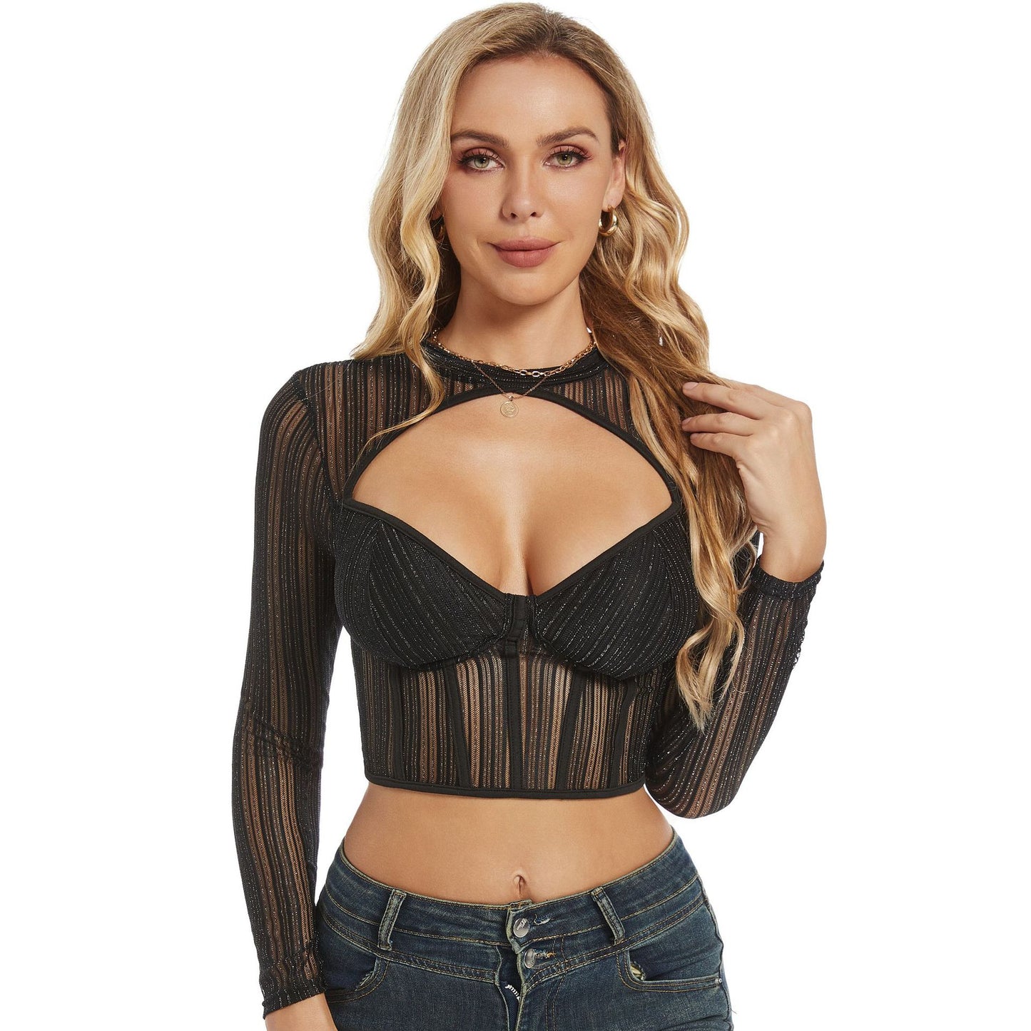 Women's Low-cut Long-sleeved Top